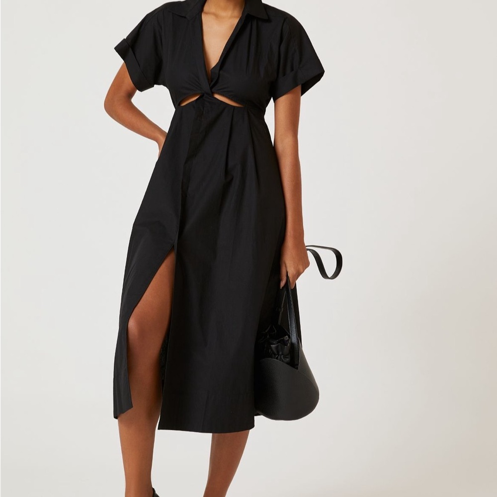 Anthro Twist Waist Midi Shirt Dress